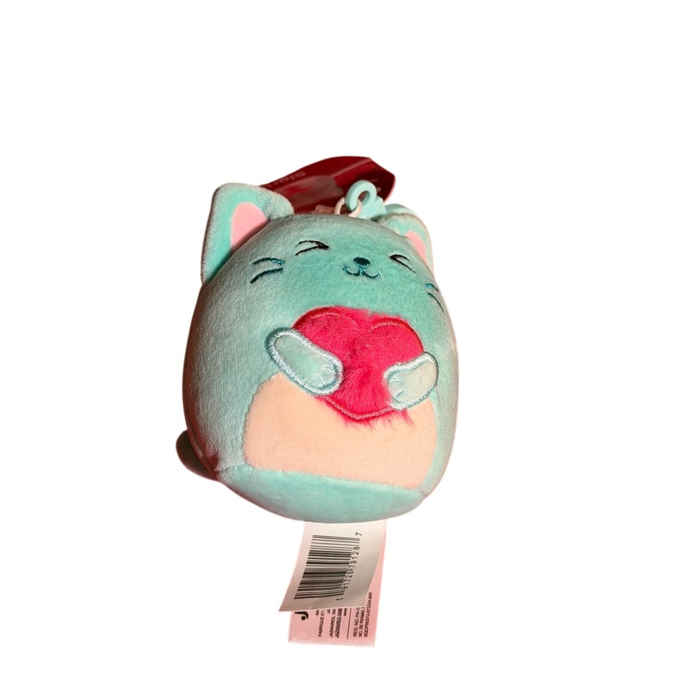 Squishmallows Sigrid Cat Plush NWT Keychain Heart Valentine Bag Charm